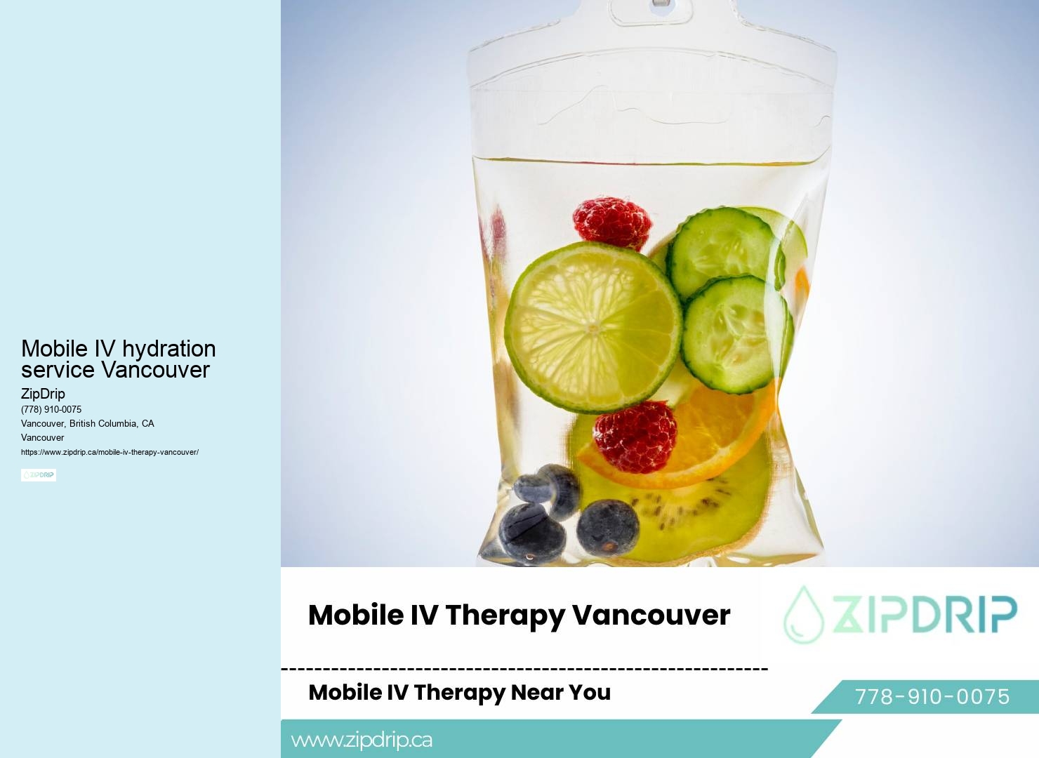 On-demand mobile IV infusion Mobile IV hydration service Vancouver