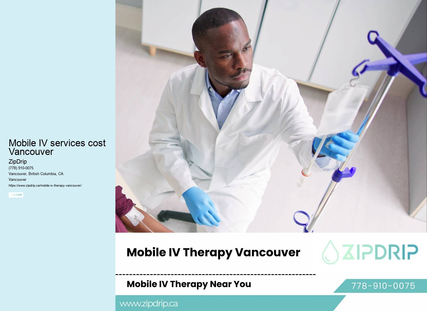 Mobile IV Therapy Mobile IV services cost Vancouver BC