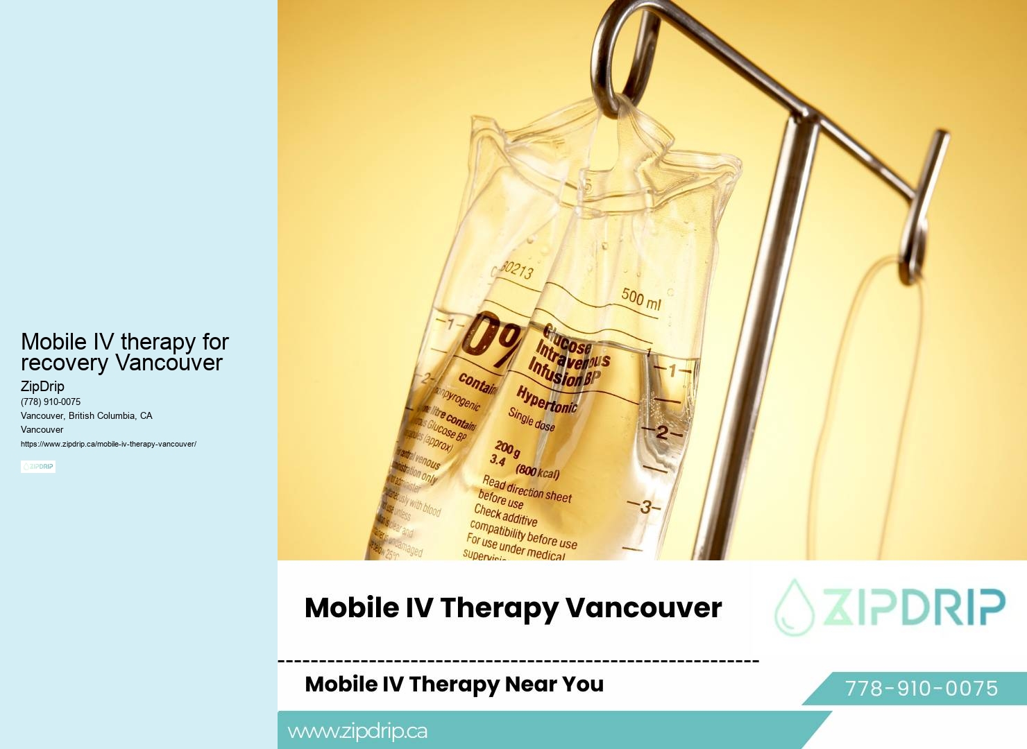 Mobile IV therapy for recovery Vancouver mobile IV nutrient infusions
